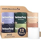 Betterway Bamboo Toilet Paper 3 Ply - Sustainable Toilet Tissue - 12 Double Rolls & 360 Sheets Pe...