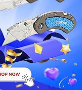 WORKPRO Folding Utility Knife Set Quick Change Blade, Back-lock Mechanism 3-piece with 10-piece E...