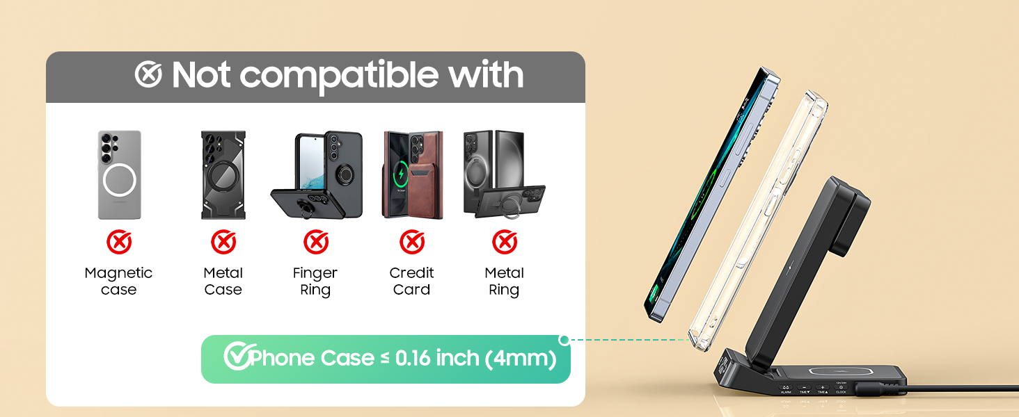 wireless charging station with clock