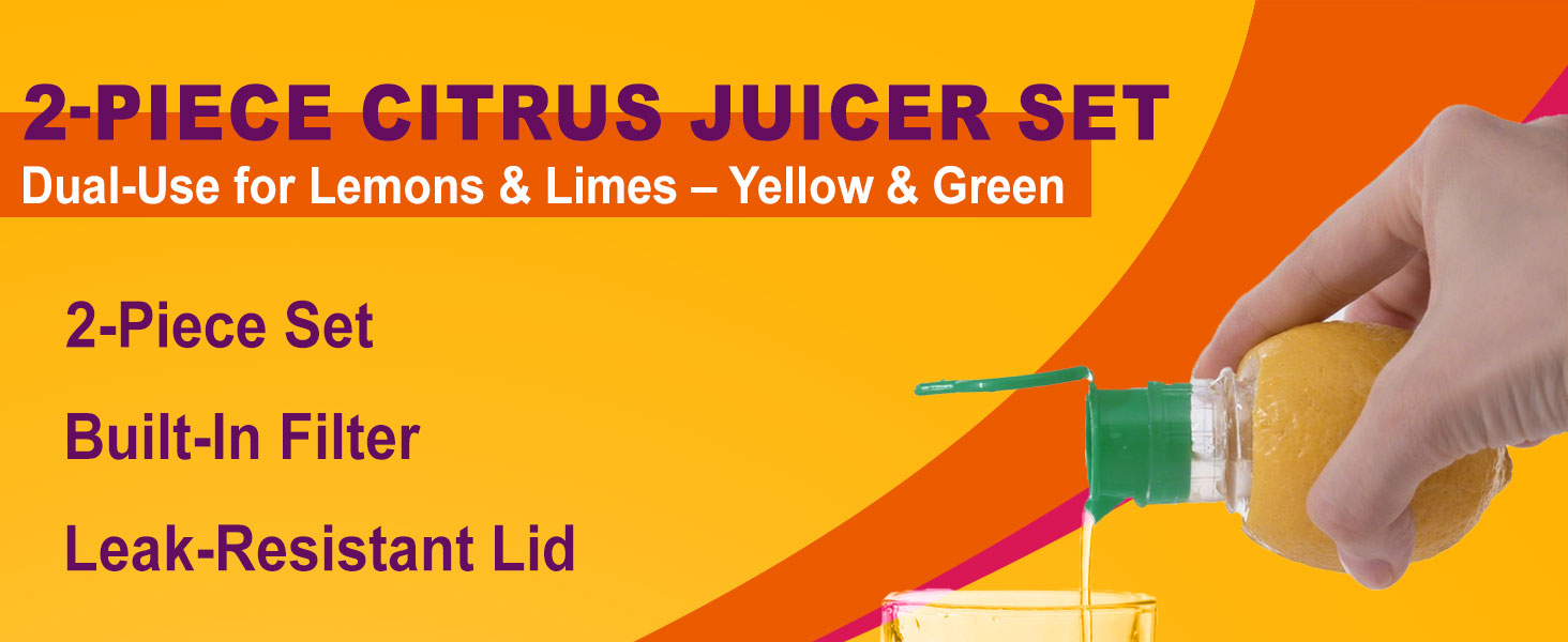 2 Piece citrus juicer set, Dual_Use for Lemons & Limes - Yellow & Green