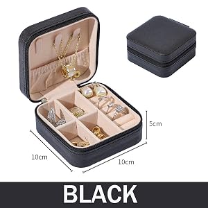 Portable Display Storage Box For Rings Earrings Necklaces Gifts(Black)
