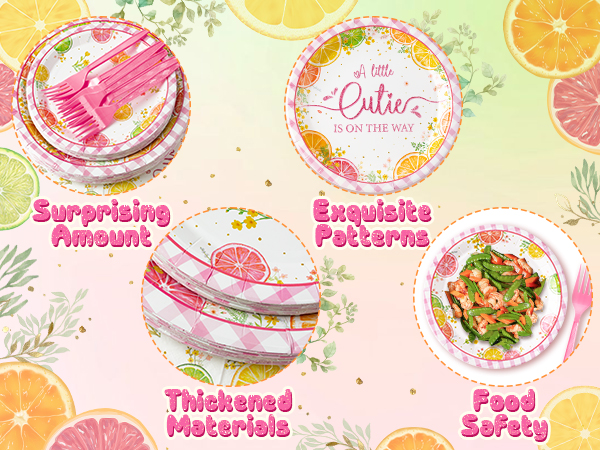 96Pcs Little Cutie Baby Shower Party Plate Supplies
