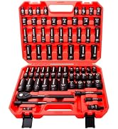 SONIGEKO 66-Pieces 1/2" Drive Impact Socket Set 5/16"-1-1/4",8-24mm | 6-Point Deep & Standard, CR...