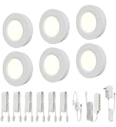 L5L3D LED Puck Lights, Under Cabinet Lighting with 12V DC Power Supply, 6 Pack Under Counter Ligh...