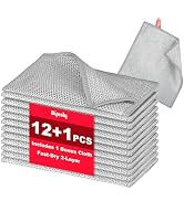 Byesly Non-Scratch Silver Mesh Dish Cloths, 12+1 Pack 2-Layer Metallic Fiber Cleaning Cloths for ...