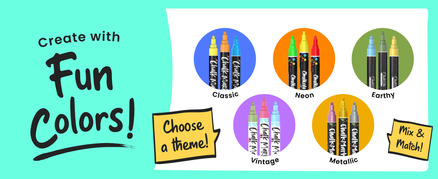 Chalkola chalk markers comes in different color categories