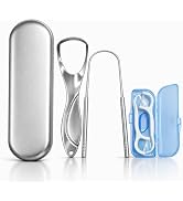2-Pack Tongue Scraper for Adults Stainless Steel, Metal Tongue Cleaner & Scraper Kit with Travel ...