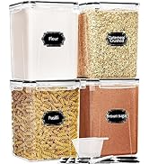 Skroam 4PCS Airtight Food Storage Containers with Lids 5.2L/176oz, Flour Storage Container for Pa...