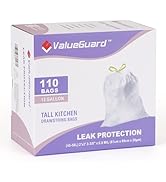 ValueGuard Trash Bags Garbage Bag 13 Gallon Drawstring Tall Waste Bag for Kitchen Office Party 0....