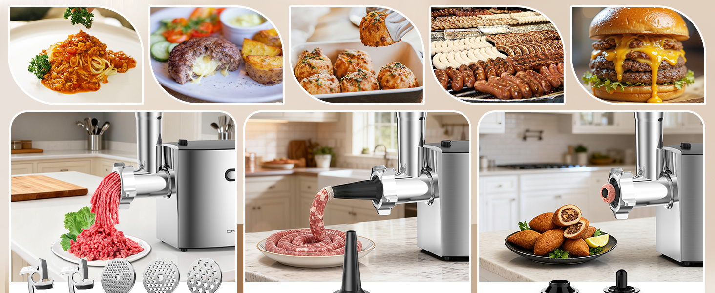 CHEFFANO 3 IN 1 MEAT GRINDER ELECTRIC FOR HOME USE