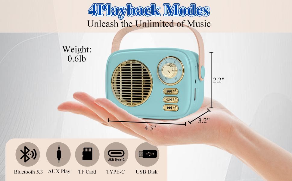 Portable Bluetooth Speaker Retro, Easy to Carry