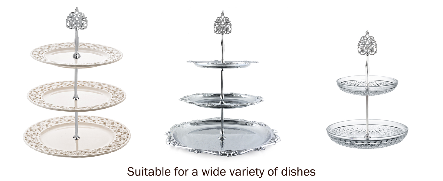 3 Tier 14" Heavy Metal Cake Stand Holder Fruit Plate Stand Fitting Hardware Rod