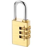 1Pc Gold Portable Mini Brass Code Lock Keyless - 3-Digit Combination Locker Padlock for Indoor Ou...