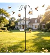 94" Bird Feeding Station Kit with Multiple Hooks, Heavy Duty Metal Bird Feeding Station with Seed...