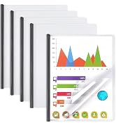 5 Pack Report Covers with Sliding Bar, Clear Report Covers for A4 and Letter Size Paper, Resume C...