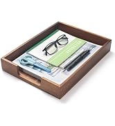 Wood Letter Tray, Acacia Wood Desk Tray, Wooden Desktop Organizer for Papers, Documents, Magazine...