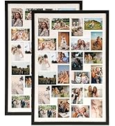 Wodhels 34.5x23.8 Inch Large Wooden Collage Picture Frames Set of 2,24 Opening 4x6 Multi Photo Fr...