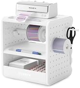 MUNBYN ILH03 4x6 Thermal Label Holder, 5-in-1 Sticker Holder with 3-Tier Shelf, Drawer, Hooks & P...