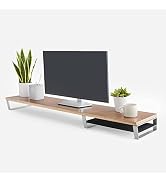 HumanCentric Desk Shelf Monitor Riser – Wood Monitor Stand in Black Walnut and Space Gray, Office...