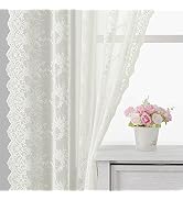 Kotile Vintage Lace Curtains Ivory/Cream - Tulle Branch Floral Embroidery Lace Sheer Curtains 84 ...
