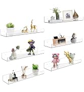 SOVQUEST Wall Mount Acrylic Shelf 15 Inch Floating Shelf for Wall Decor Plants Books Records Heav...