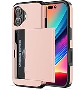Jiunai for iPhone 16 Case Card Holder Wallet for 2 Cards Slide Cover Hidden Pocket IDs Credit Car...