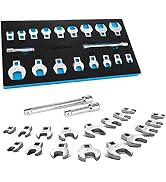 DURATECH 19-Piece 3/8" Drive Crowfoot Wrench Set with 2 Extension Bars | SAE & Metric, 10mm-22mm ...
