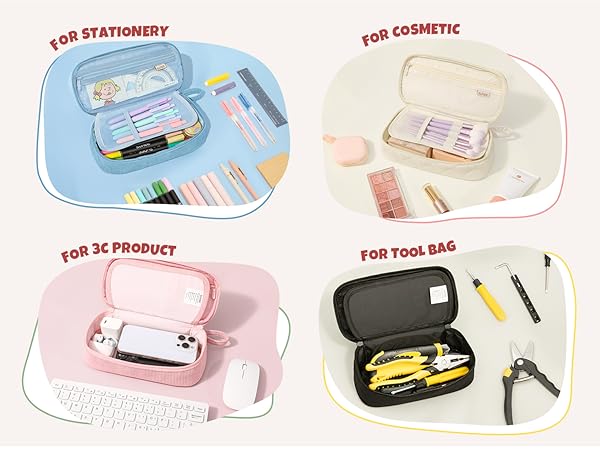 SUNEE Cute Pencil Case, Large Capacity Pencil Pouch Aesthetic Zipper Pencil Bag, Big Storage