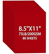 Cardstock 8.5 X 11, 80 Sheets Christmas Red Card Stock, 75lb/ 200gsm Copy Paper, Cardstock Printe...