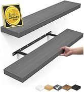BAYKA Floating Shelves Grey, 22.5 inch Rustic Wood Wall Mounted Shelves for Bathroom, Bedroom, Li...