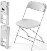 Folding Chairs 10 Pack, White Folding Chairs for Outdoor Indoor, Plastic Folding Chairs with Stur...