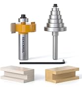 REKCKRUL 1/2 Shank Rabbet Router Bit with 6 Bearings Set - Interchangeable & Adjustable Multi-Dep...