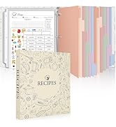 Recipe Binder 8.5x11 3 Ring, Recipe Book to Write in Your own Recipes, Recipe Binder with 60 Plas...