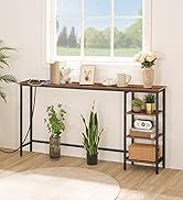 HOOBRO Console Table with Power Outlet, 63" Behind Sofa Table with Shelves, Narrow Entryway Table...