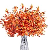SITUMEIZI 6Pcs Orange Artificial Baby's Breath Flowers 19.3 Inch Silk Gypsophila Bundles Real Tou...