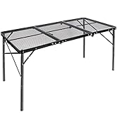 REDCAMP Folding Portable Grill Table for Camping, Lightweight Aluminum Metal Grill Stand Table fo...