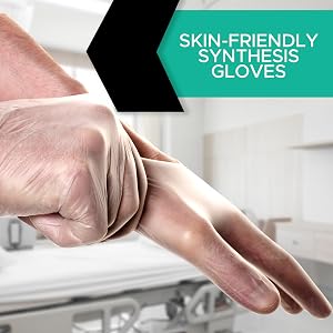 easily putting on vinyl glove
