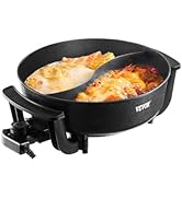 VEVOR Electric Hot Pot, 1360W 5 L Double-flavor Shabu Shabu Pot, Non-Stick Electric Cooker with D...