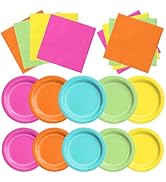 CMUSKO 60pcs Tropical Plates and Napkins - Hawaiian Party Supplies Pink Green Yellow Summer Theme...