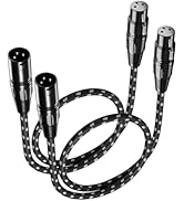 GLANICS Short XLR Cables 2ft 2 Pack, XLR Microphone Cable Balanced Shielded Nylon Braided Cord wi...