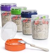 EONJOE Overnight Oats Containers with Lid and Spoon - 16oz Glass Mason Jars for Meal Prep, Yogurt...