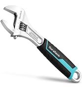 DURATECH 8-Inch Adjustable Wrench, Cr-V Steel Wrench, Wide Jaw Wrench, Metric & SAE Scales, for H...