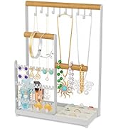Jewelry Holder Organizer Stand, Jewelry Display Rack with 36 Holes Earring Holder, 10 Hooks Neckl...