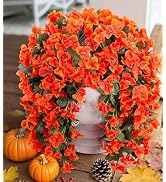Artificial Bougainvillea Faux Flowers Plants for Outdoors Outside Fall Autumn Decor, 2 PCS Silk T...