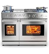 AAOBOSI 48 Inch Freestanding Gas Range Ovens with 6 cu.ft Large Capacity Double Convection Ovens,...