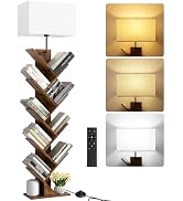 OUTONLIFE 9 Tier Tree Bookshelf with Light, Remote & Timer, Modern Tall Floor Standing Book Shelf...