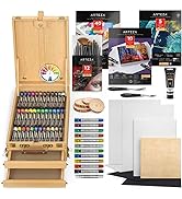 Arteza Acrylic Painting Art Set, Includes Acrylic Paint Set, Acrylic Markers, Easel, Canvases, Fo...
