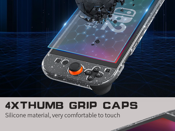 switch 2 clear glitter cover case