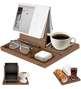 SeekElegant Acacia Triangle Book Valet Reading Rest, Detachable Wooden Book Nook Stand Holder wit...