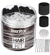 Teenitor Hair Accessories Kit for Woman Girls 500pcs Elastic Hair Bands 30pcs Ponytail Holders, B...